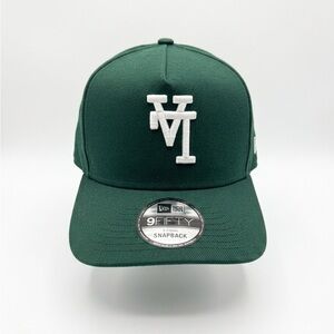 New Era LA Dodgers Green Snapback Hat with White Embroidered Logo